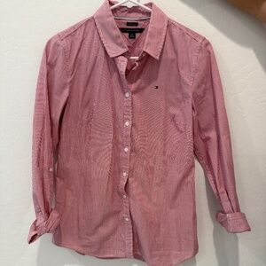 Tommy Hilfiger Dress Shirt Womens Red & White Stripes